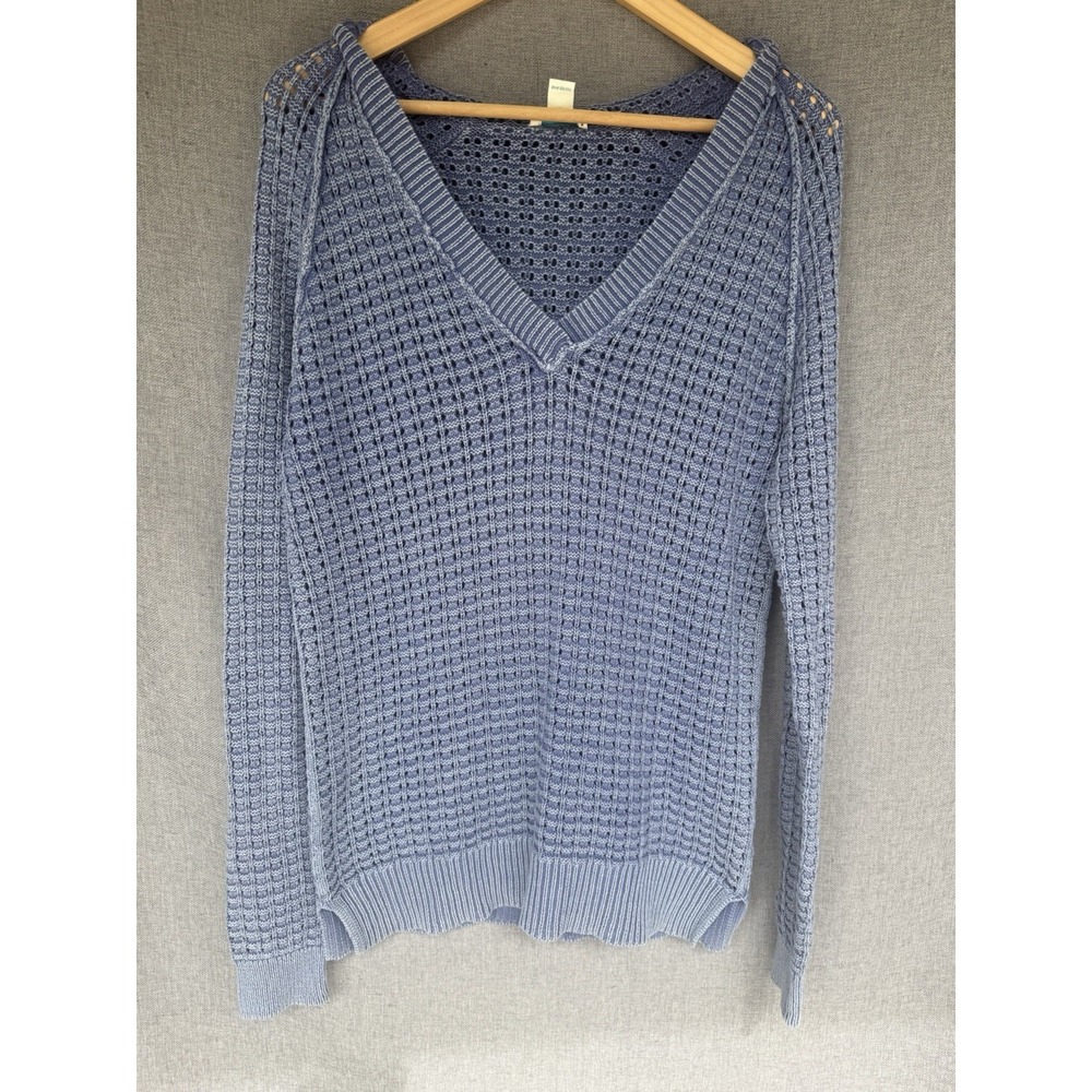 Sundance Blue XS Sweater Hooded Open Knit Beachy Coastal Boho 100% Cotton